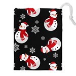 Christmas Texture, Retro Background With Snowmen Drawstring Pouch (4XL)