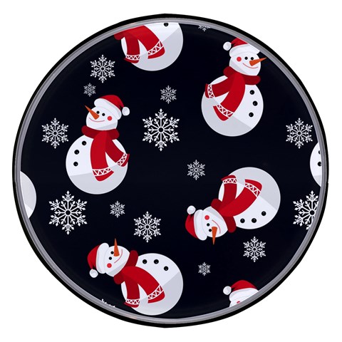 Christmas Texture, Retro Background With Snowmen Wireless Fast Charger(Black) from ArtsNow.com Front