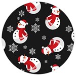 Christmas Texture, Retro Background With Snowmen Round Trivet