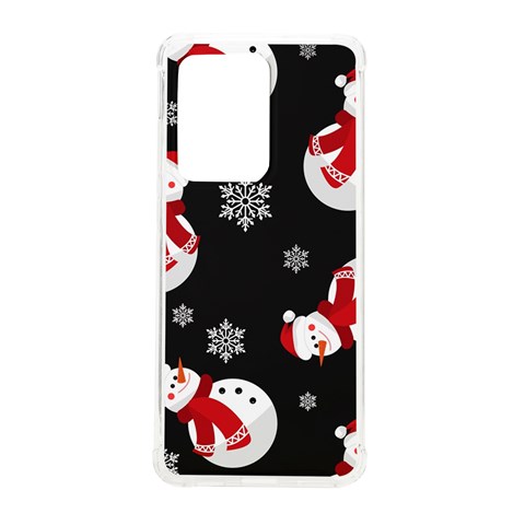 Christmas Texture, Retro Background With Snowmen Samsung Galaxy S20 Ultra 6.9 Inch TPU UV Case from ArtsNow.com Front