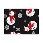 Christmas Texture, Retro Background With Snowmen Premium Plush Fleece Blanket (Mini)