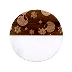 Christmas Texture, Retro Background With Snowmen Classic Marble Wood Coaster (Round) 