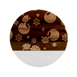 Christmas Texture, Retro Background With Snowmen Marble Wood Coaster (Round)