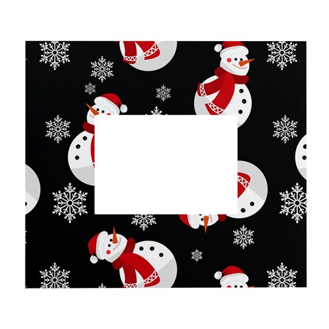 Christmas Texture, Retro Background With Snowmen White Wall Photo Frame 5  x 7  from ArtsNow.com Front