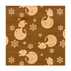 Christmas Texture, Retro Background With Snowmen Bamboo Coaster Set from ArtsNow.com Coaster 2