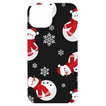 Christmas Texture, Retro Background With Snowmen iPhone 14 Black UV Print Case