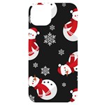 Christmas Texture, Retro Background With Snowmen iPhone 14 Plus Black UV Print Case