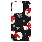 Christmas Texture, Retro Background With Snowmen iPhone 14 Pro Black UV Print Case