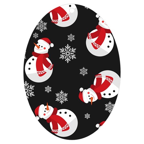 Christmas Texture, Retro Background With Snowmen UV Print Acrylic Ornament Oval from ArtsNow.com Front