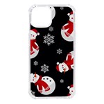 Christmas Texture, Retro Background With Snowmen iPhone 14 TPU UV Print Case