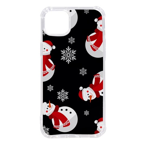 Christmas Texture, Retro Background With Snowmen iPhone 14 Plus TPU UV Print Case from ArtsNow.com Front