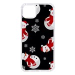 Christmas Texture, Retro Background With Snowmen iPhone 14 Plus TPU UV Print Case