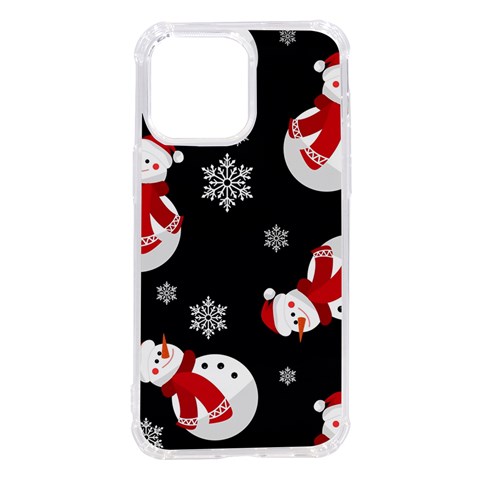 Christmas Texture, Retro Background With Snowmen iPhone 14 Pro Max TPU UV Print Case from ArtsNow.com Front