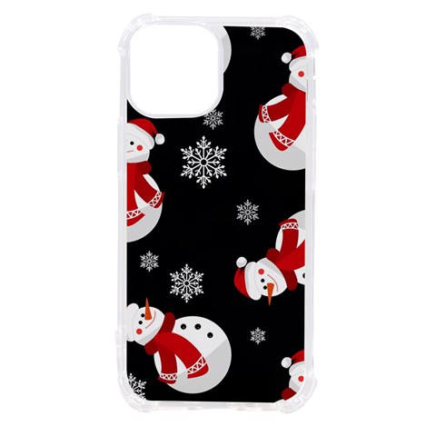 Christmas Texture, Retro Background With Snowmen iPhone 13 mini TPU UV Print Case from ArtsNow.com Front