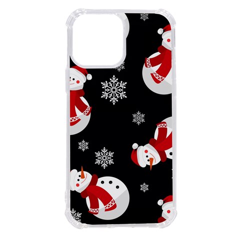 Christmas Texture, Retro Background With Snowmen iPhone 13 Pro Max TPU UV Print Case from ArtsNow.com Front