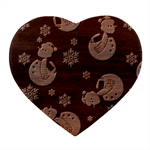 Christmas Texture, Retro Background With Snowmen Heart Wood Jewelry Box