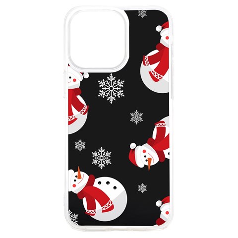 Christmas Texture, Retro Background With Snowmen iPhone 15 Plus TPU UV Print Case from ArtsNow.com Front