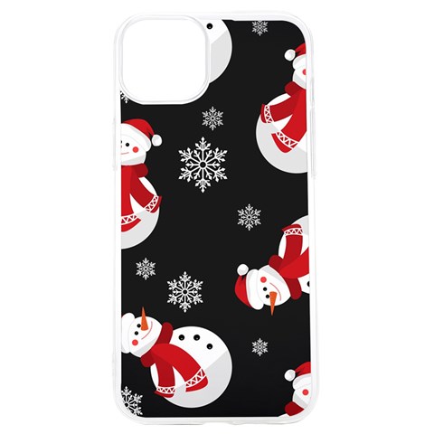 Christmas Texture, Retro Background With Snowmen iPhone 15 Pro TPU UV Print Case from ArtsNow.com Front