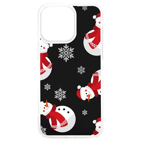 Christmas Texture, Retro Background With Snowmen iPhone 15 Pro Max TPU UV Print Case from ArtsNow.com Front