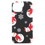 Christmas Texture, Retro Background With Snowmen iPhone 15 Black UV Print PC Hardshell Case