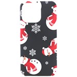 Christmas Texture, Retro Background With Snowmen iPhone 15 Pro Max Black UV Print PC Hardshell Case