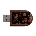 Christmas Texture, Retro Background With Snowmen Wood Oval USB Flash Drive