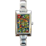 Circles, Colorful Rectangle Italian Charm Watch