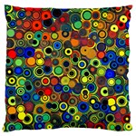 Circles, Colorful Large Premium Plush Fleece Cushion Case (One Side)