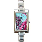 Colorful Splashes Grunge, Abstract Art Rectangle Italian Charm Watch