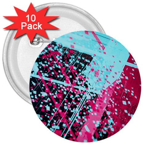 Colorful Splashes Grunge, Abstract Art 3  Buttons (10 pack)  from ArtsNow.com Front