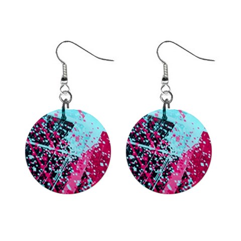 Colorful Splashes Grunge, Abstract Art Mini Button Earrings from ArtsNow.com Front