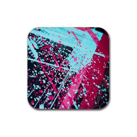 Colorful Splashes Grunge, Abstract Art Rubber Coaster (Square) from ArtsNow.com Front