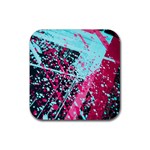 Colorful Splashes Grunge, Abstract Art Rubber Coaster (Square)