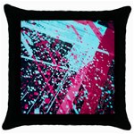 Colorful Splashes Grunge, Abstract Art Throw Pillow Case (Black)