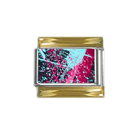 Colorful Splashes Grunge, Abstract Art Gold Trim Italian Charm (9mm) from ArtsNow.com Front