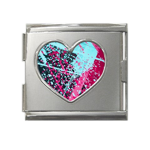 Colorful Splashes Grunge, Abstract Art Mega Link Heart Italian Charm (18mm) from ArtsNow.com Front