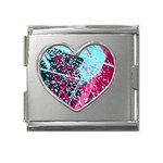 Colorful Splashes Grunge, Abstract Art Mega Link Heart Italian Charm (18mm)