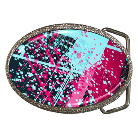 Colorful Splashes Grunge, Abstract Art Belt Buckles from ArtsNow.com Front