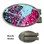 Colorful Splashes Grunge, Abstract Art Money Clips (Oval) 