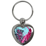 Colorful Splashes Grunge, Abstract Art Key Chain (Heart)