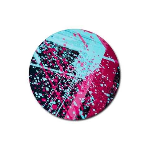 Colorful Splashes Grunge, Abstract Art Rubber Coaster (Round) from ArtsNow.com Front