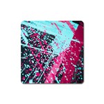 Colorful Splashes Grunge, Abstract Art Square Magnet