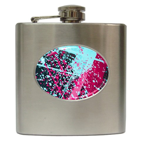 Colorful Splashes Grunge, Abstract Art Hip Flask (6 oz) from ArtsNow.com Front