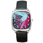 Colorful Splashes Grunge, Abstract Art Square Metal Watch