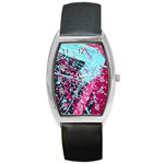 Colorful Splashes Grunge, Abstract Art Barrel Style Metal Watch