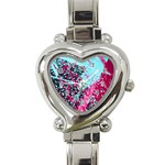 Colorful Splashes Grunge, Abstract Art Heart Italian Charm Watch