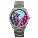 Colorful Splashes Grunge, Abstract Art Sport Metal Watch