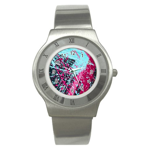 Colorful Splashes Grunge, Abstract Art Stainless Steel Watch from ArtsNow.com Front