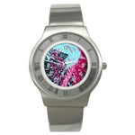 Colorful Splashes Grunge, Abstract Art Stainless Steel Watch