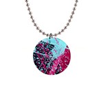 Colorful Splashes Grunge, Abstract Art 1  Button Necklace